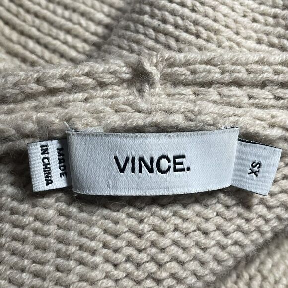 Vince Tunic Poncho Yak Sweater Sz XS Mix Ribbed 46 Bust Oversize Heather Oatmeal - Picture 12 of 13